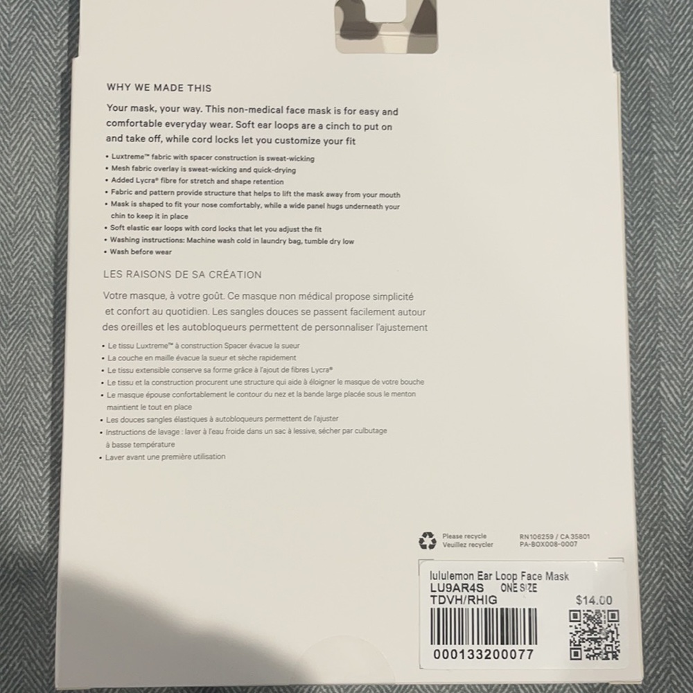 Lululemon Face Mask NWT - Picture 2 of 2